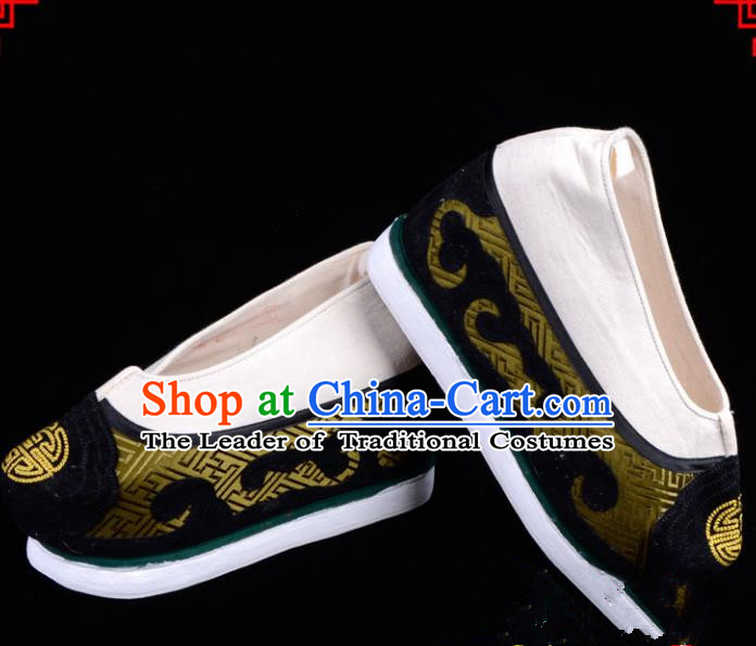 Top Grade Professional Beijing Opera Niche Shoes, Traditional Ancient Chinese Peking Opera Young Men Cloth Shoes