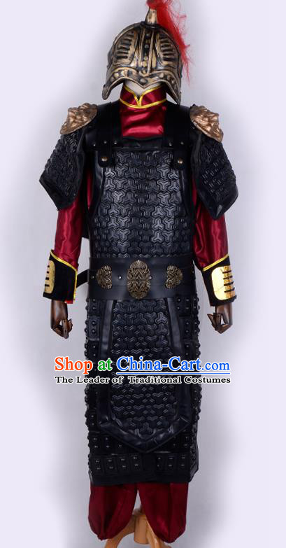 Traditional China Beijing Opera Takefu General Corselet Costume and Headwear Complete Set, Ancient Chinese Peking Opera Wu-Sheng Military Officer Warrior Armour Clothing