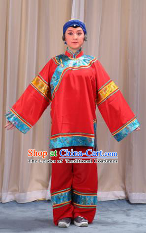 Top Grade Professional Beijing Opera Old Women Costume Pantaloon Embroidered Red Clothing, Traditional Ancient Chinese Peking Opera Matchmakers Embroidery Clothing