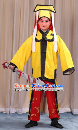 Traditional China Beijing Opera Takefu Costume, Ancient Chinese Peking Opera Wu-Sheng Military Officer Embroidery Yellow Clothing