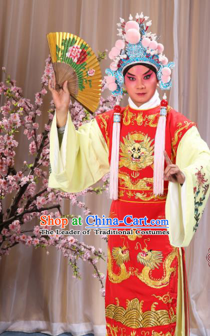 Traditional China Beijing Opera Niche Costume Gifted Scholar Embroidered Robe and Headwear Ancient Chinese Peking Opera Embroidery Clothing