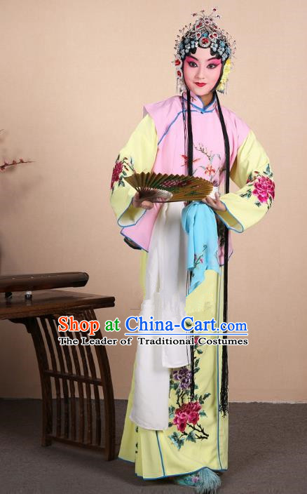 Top Grade Professional Beijing Opera Maidservants Costume Hua Tan Lilac Embroidered Waistcoat, Traditional Ancient Chinese Peking Opera Diva Embroidery Dress Clothing