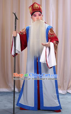 Top Grade Professional Beijing Opera Old Men Costume Long Waistcoat, Traditional Ancient Chinese Peking Opera Laosheng-role Clothing