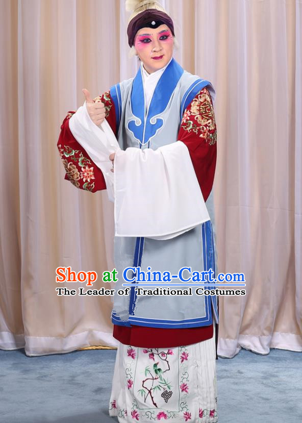 Top Grade Professional Beijing Opera Old Women Costume Long Waistcoat, Traditional Ancient Chinese Peking Opera Pantaloon Clothing