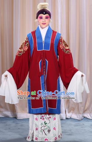 Top Grade Professional Beijing Opera Old Women Costume Long Red Waistcoat, Traditional Ancient Chinese Peking Opera Pantaloon Landlord Shiva Clothing