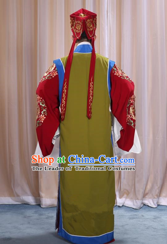 Traditional China Beijing Opera Niche Costume Gifted Scholar Embroidered Robe and Headwear Ancient Chinese Peking Opera Embroidery Clothing