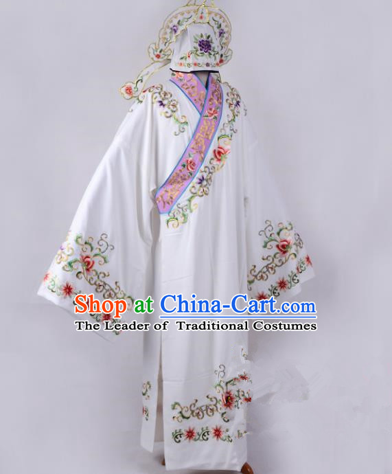 Traditional China Beijing Opera Niche Costume Young Men Embroidered Robe, Ancient Chinese Peking Opera Lang Scholar Embroidery Gwanbok Clothing