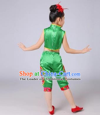 Traditional Chinese classical Yangge Fan Dancing Costume Modern dancing Dress Clothing and Headwear