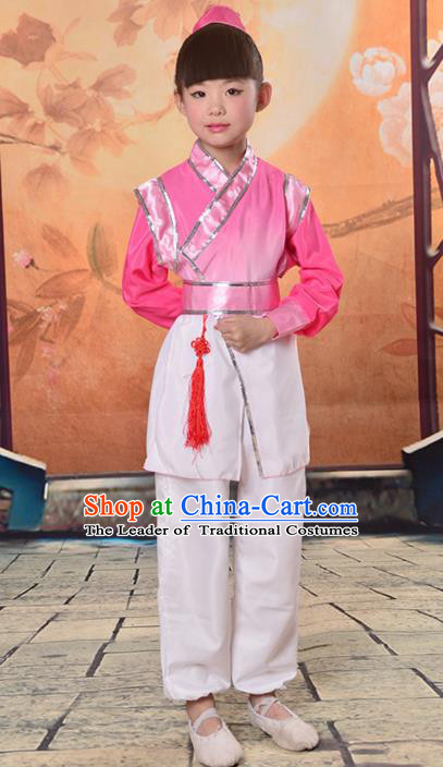 Traditional Chinese Classical Gukhak Costume, China Ancient Folk Dance Scholar Rosy Clothing for Kids
