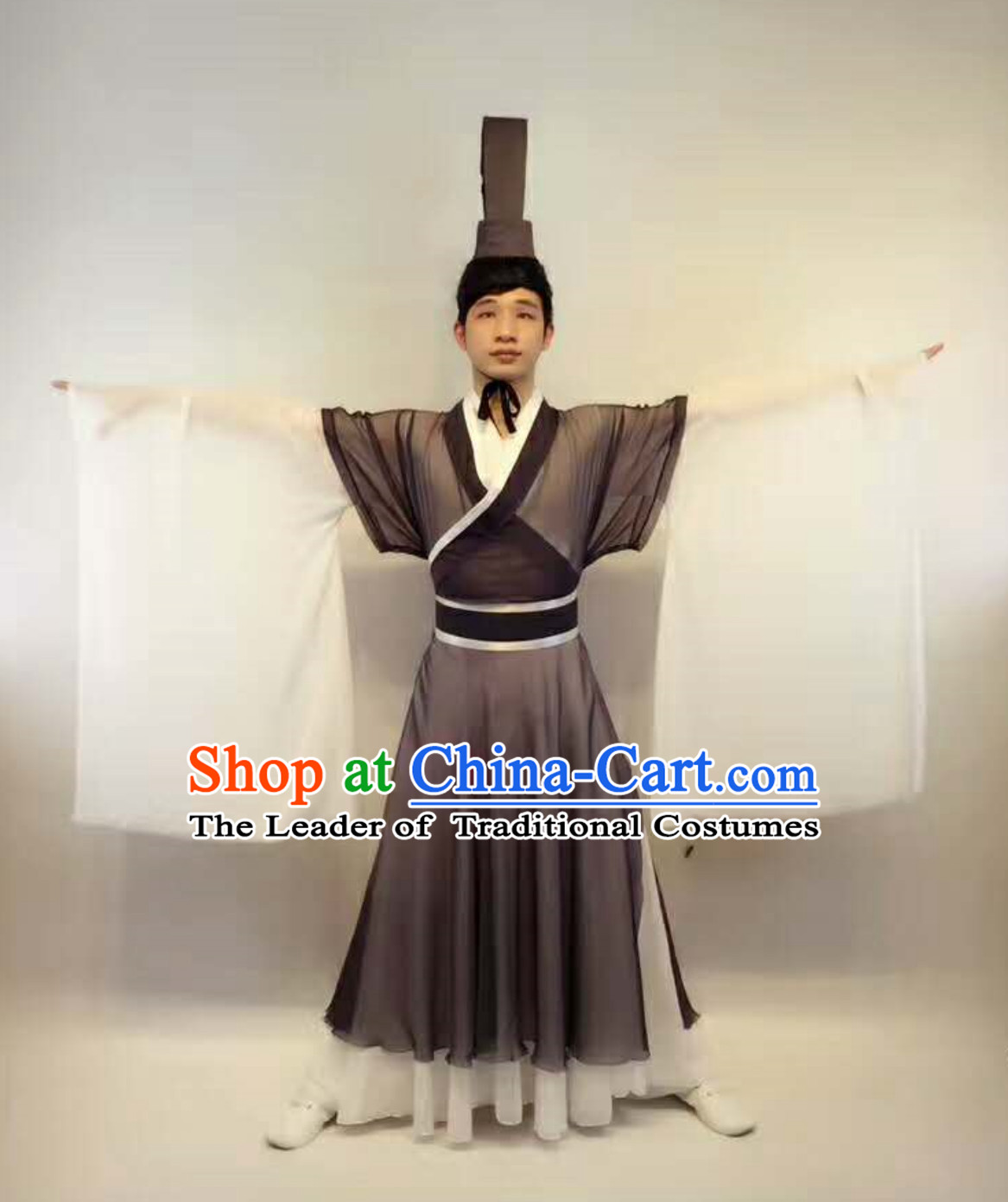 Professional Stage Performance Costumes Made to Order Custom Tailored Costumes Ancient Chinese Scholar Garment and Hat Complete Set