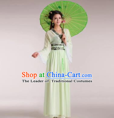 Traditional Chinese Classical Ancient Fairy Costume, China Tang Dynasty Princess Hanfu Green Dress for Women