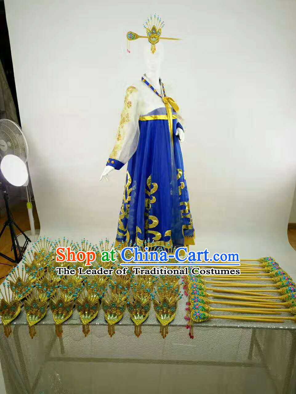 Professional Stage Performance Costumes Made to Order Custom Tailored Korean Dance Costume and Classical Headpieces Hair Accessories