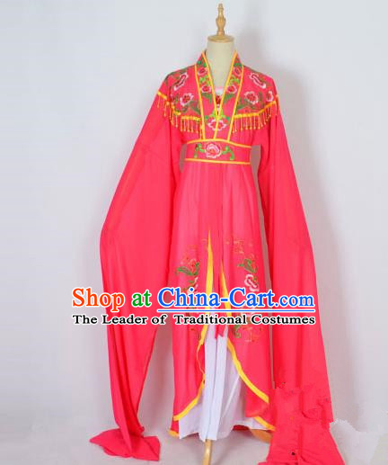 Traditional Chinese Professional Peking Opera Embroidery Plum Blossom Costume, China Beijing Opera Female Diva Cloud Shoulder Clothing Rosy Long Robe