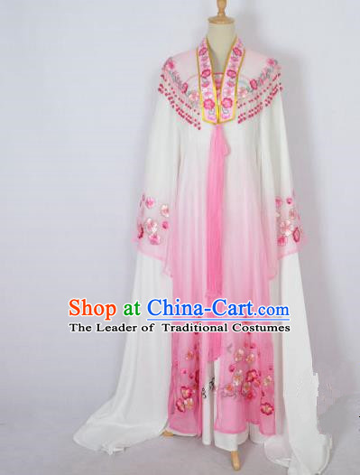 Traditional Chinese Professional Peking Opera Shaoxing Opera Costume Embroidery Pink Mantel, China Beijing Opera Female Diva Clothing Long Shawl Dress