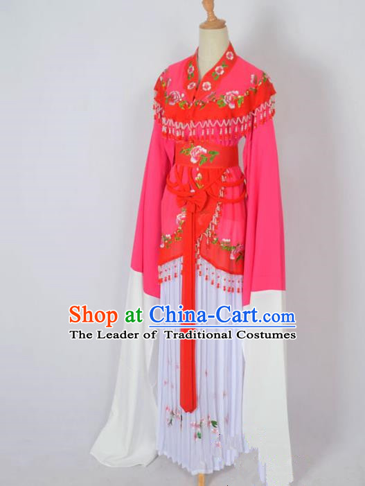 Traditional Chinese Professional Peking Opera Young Lady Costume Water Sleeve Embroidered Dress, China Beijing Opera Diva Hua Tan Red Ceremonial Clothing