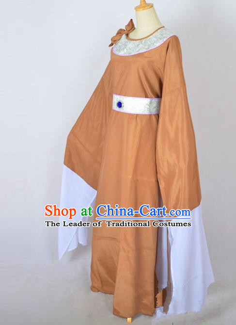 Traditional Chinese Professional Peking Opera Shaoxing Opera Old Men Costume, China Beijing Opera Ministry Councillor Clothing Brown Long Robe and Belt Complete Set