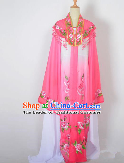 Traditional Chinese Professional Peking Opera Nobility Lady Water Sleeve Costume Embroidery Rosy Shawl, China Beijing Opera Shaoxing Opera Royal Princess Dress Clothing