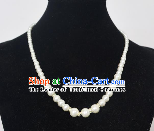 Traditional Handmade Chinese Classical Peking Opera Diva Accessories Necklace, China Beijing Opera Hua Tan Pearls Torque