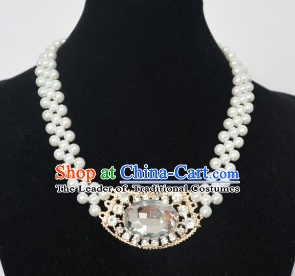 Traditional Handmade Chinese Classical Peking Opera Diva Accessories Necklace, China Beijing Opera Hua Tan Pearls Torque