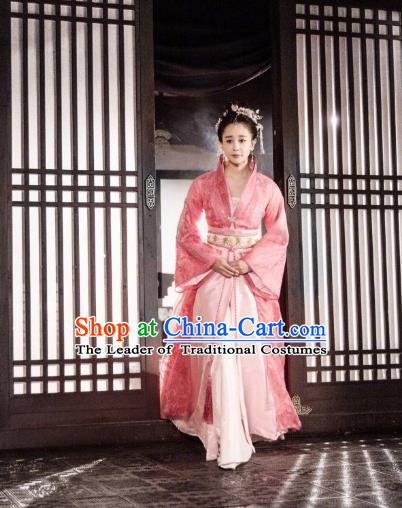 Traditional Chinese Tang Dynasty Imperial Princess Costume and Headpiece Complete Set, China Ancient Elegant Hanfu Palace Lady Dress Clothing for Women