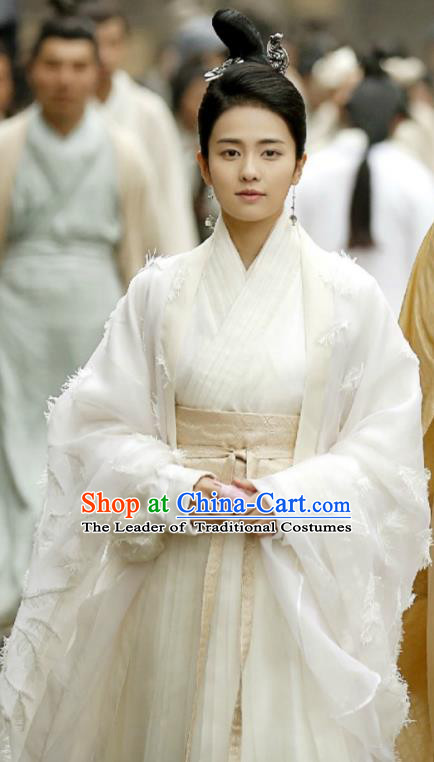 Traditional Chinese Northern and Southern Dynasties Imperial Princess Costume and Headpiece Complete Set, China Ancient Palace Lady Hanfu Dress Clothing for Women