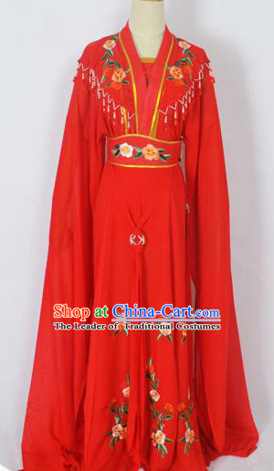 Traditional Chinese Professional Peking Opera Young Lady Seven Fairies Costume Red Embroidery Dress, China Beijing Opera Diva Hua Tan Embroidered Robe Clothing