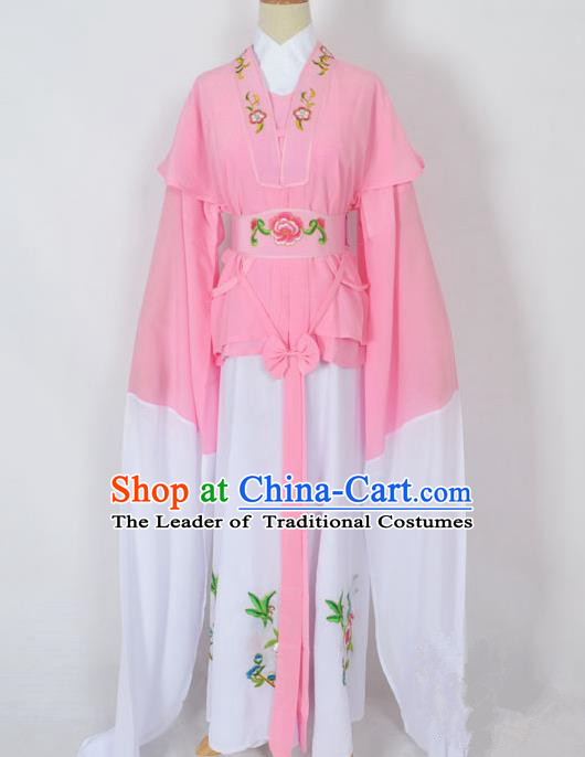 Traditional Chinese Professional Peking Opera Jordan-Sitting Water Sleeve Costume Pink Embroidery Dress, China Beijing Opera Diva Hua Tan Embroidered Clothing