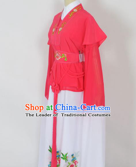 Traditional Chinese Professional Peking Opera Jordan-Sitting Water Sleeve Costume Rosy Embroidery Dress, China Beijing Opera Diva Hua Tan Embroidered Clothing