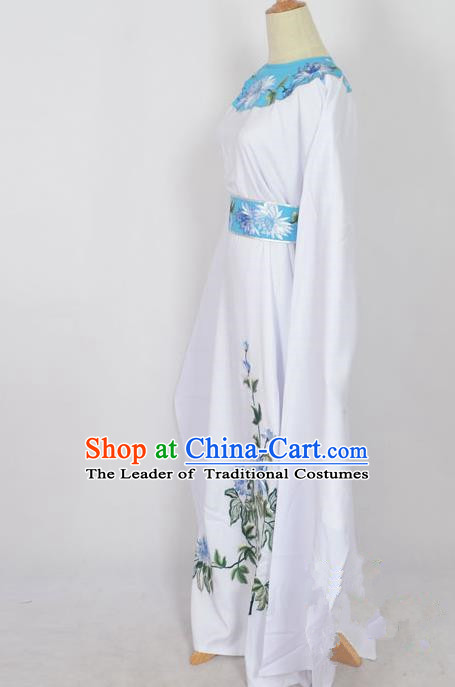 Traditional Chinese Professional Peking Opera Young Men Niche Costume White Embroidery Robe, China Beijing Opera Nobility Childe Scholar Embroidered Clothing