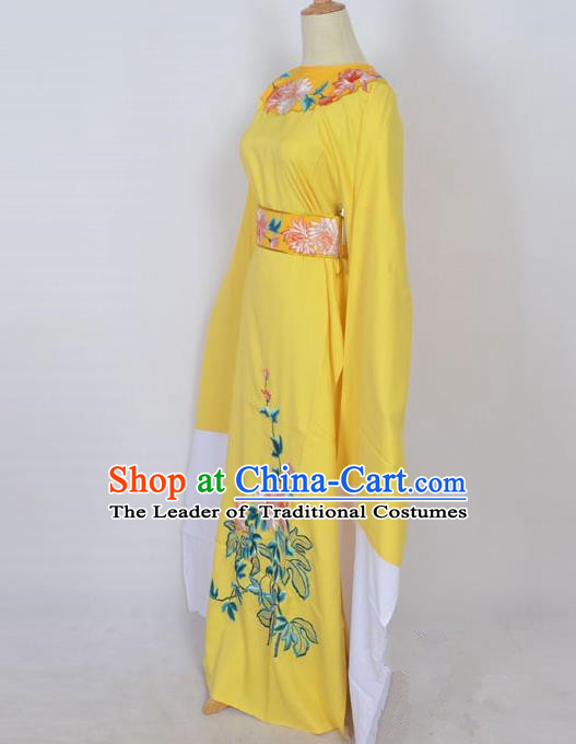Traditional Chinese Professional Peking Opera Young Men Niche Costume Yellow Embroidery Robe, China Beijing Opera Nobility Childe Scholar Embroidered Clothing