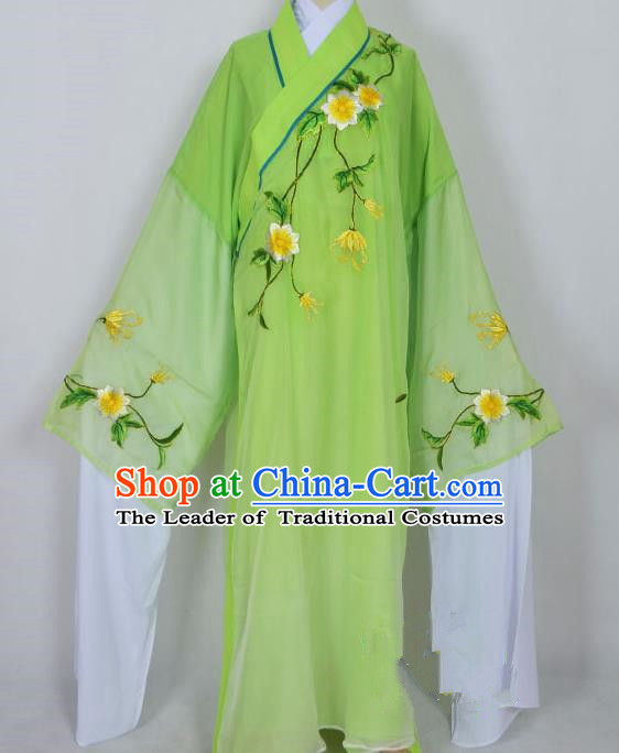 Traditional Chinese Professional Peking Opera Young Men Niche Water Sleeve Costume Green Embroidery Robe, China Beijing Opera Nobility Childe Scholar Embroidered Clothing