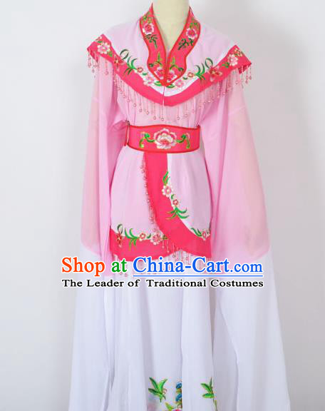 Traditional Chinese Professional Peking Opera Young Women Costume Pink Cloud Shoulder Dress, China Beijing Opera Diva Hua Tan Embroidered Clothing