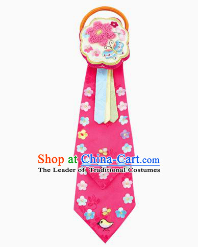 Traditional South Korean Handmade Hair Accessories Pink Embroidery Headband, Top Grade Korea Children Hair Clasp Headwear for Kids