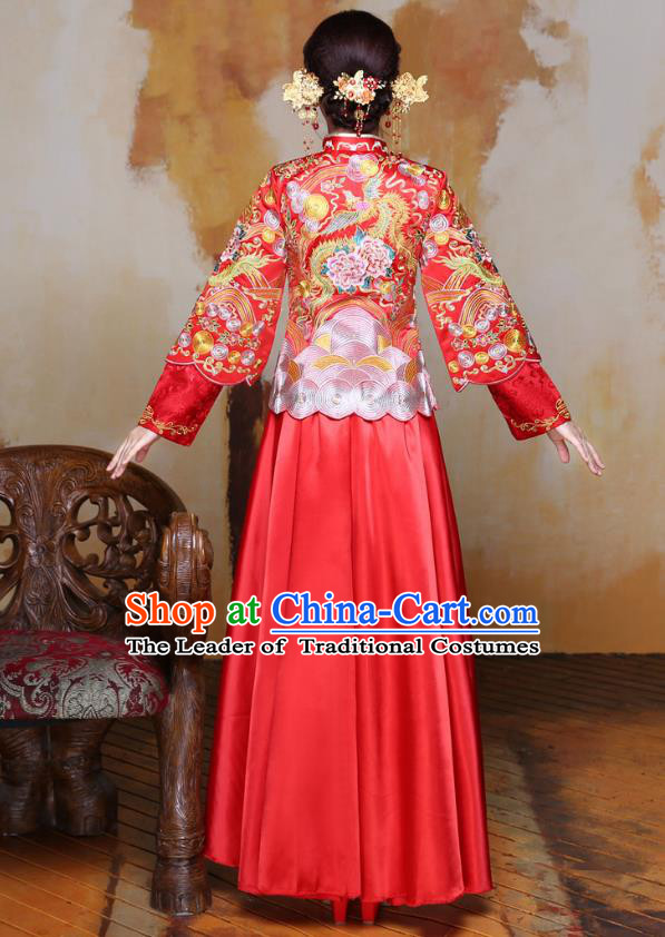 Traditional Chinese Wedding Costumes Traditional Xiuhe Suits Wedding Bride Dress Ancient Chinese bridal hair Accessory Headwear