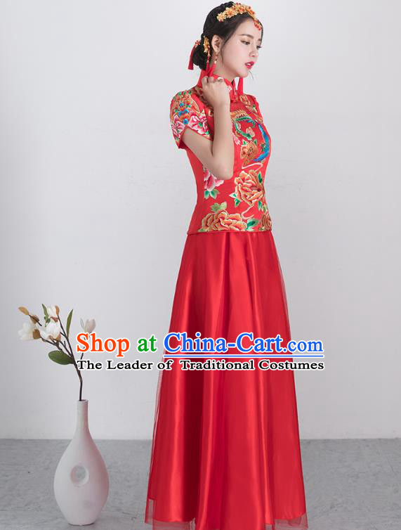 Traditional Chinese Wedding Costumes Traditional Xiuhe Suits Wedding Bride Dress Ancient Chinese bridal hair Accessory Headwear