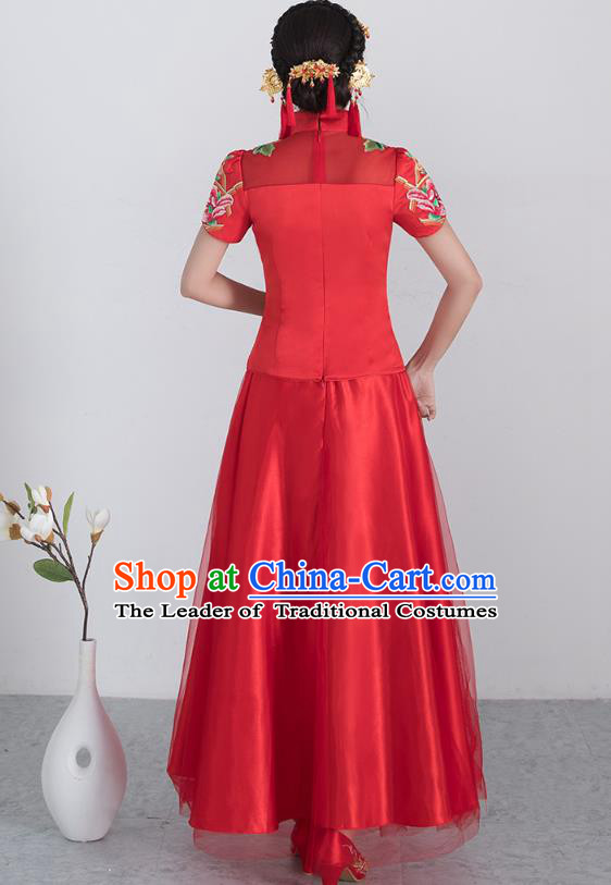 Traditional Chinese Wedding Costumes Traditional Xiuhe Suits Wedding Bride Dress Ancient Chinese bridal hair Accessory Headwear