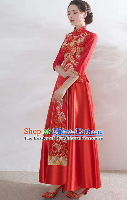 Traditional Chinese Wedding Costumes Traditional Xiuhe Suits Wedding Bride Dress Ancient Chinese bridal hair Accessory Headwear