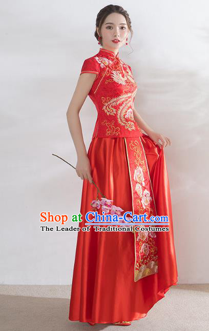 Traditional Chinese Wedding Costumes Traditional Xiuhe Suits Wedding Bride Dress Ancient Chinese bridal hair Accessory Headwear