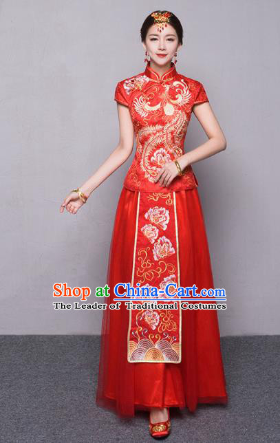 Traditional Chinese Wedding Costumes Traditional Xiuhe Suits Wedding Bride Dress Ancient Chinese bridal hair Accessory Headwear