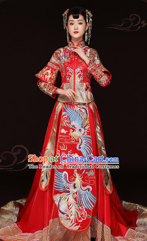 Traditional Chinese Wedding Costumes Traditional Xiuhe Suits Wedding Bride Dress Ancient Chinese bridal hair Accessory Headwear