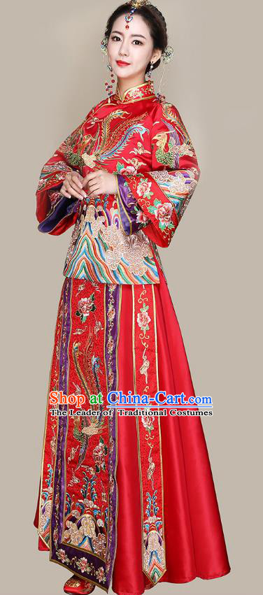 Traditional Chinese Wedding Costumes Traditional Xiuhe Suits Wedding Bride Dress Ancient Chinese bridal hair Accessory Headwear