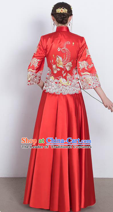 Traditional Chinese Wedding Costumes Traditional Xiuhe Suits Wedding Bride Dress Ancient Chinese bridal hair Accessory Headwear