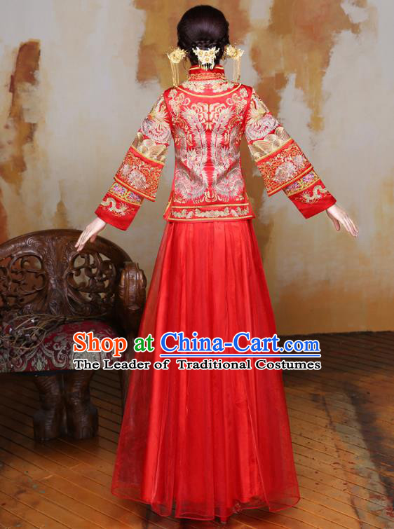 Traditional Chinese Wedding Costumes Traditional Xiuhe Suits Wedding Bride Dress Ancient Chinese bridal hair Accessory Headwear