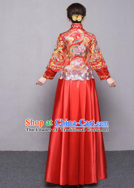 Traditional Chinese Wedding Costumes Traditional Xiuhe Suits Wedding Bride Dress Ancient Chinese bridal hair Accessory Headwear