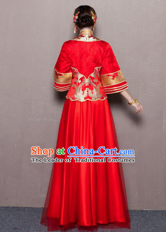 Traditional Chinese Wedding Costumes Traditional Xiuhe Suits Wedding Bride Dress Ancient Chinese bridal hair Accessory Headwear