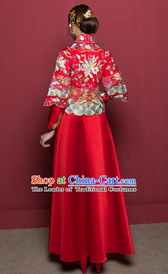 Traditional Chinese Wedding Costumes Traditional Xiuhe Suits Wedding Bride Dress Ancient Chinese bridal hair Accessory Headwear