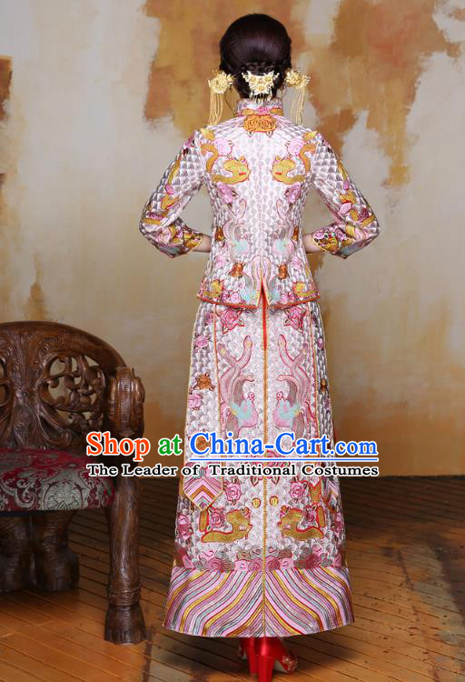 Traditional Chinese Wedding Costumes Traditional Xiuhe Suits Wedding Bride Dress Ancient Chinese bridal hair Accessory Headwear