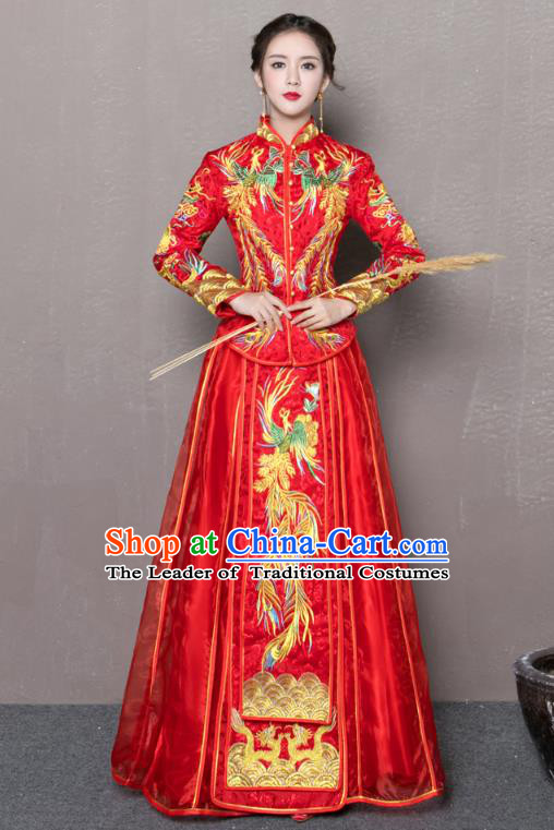 Traditional Chinese Wedding Costumes Traditional Xiuhe Suits Wedding Bride Dress Ancient Chinese bridal hair Accessory Headwear