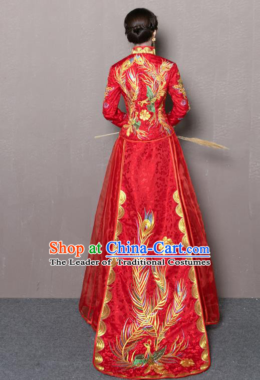 Traditional Chinese Wedding Costumes Traditional Xiuhe Suits Wedding Bride Dress Ancient Chinese bridal hair Accessory Headwear