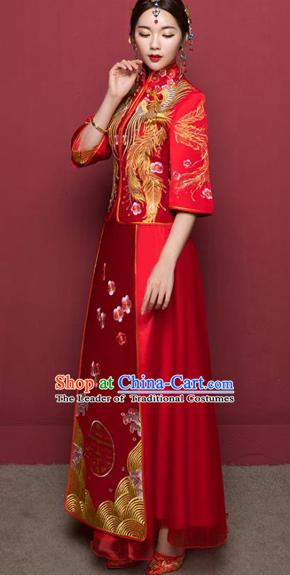 Traditional Chinese Wedding Costumes Traditional Xiuhe Suits Wedding Bride Dress Ancient Chinese bridal hair Accessory Headwear